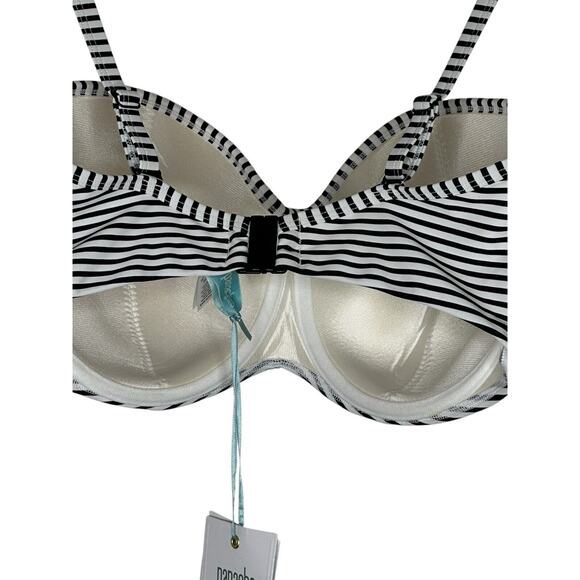NWT Panache Womens Anya Stripe Bandeau Bikini Top 38G Padded‎ Swim Black/White - Picture 11 of 16